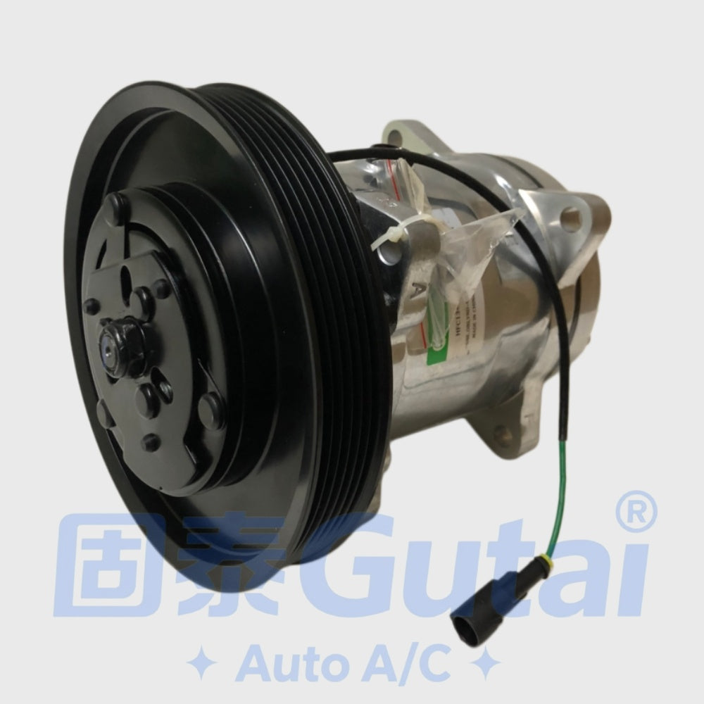 Brand-New Gutai A/C Compressor for Chenglong M5 / Balong H7, Rear Outlet Bracket-Mount Type