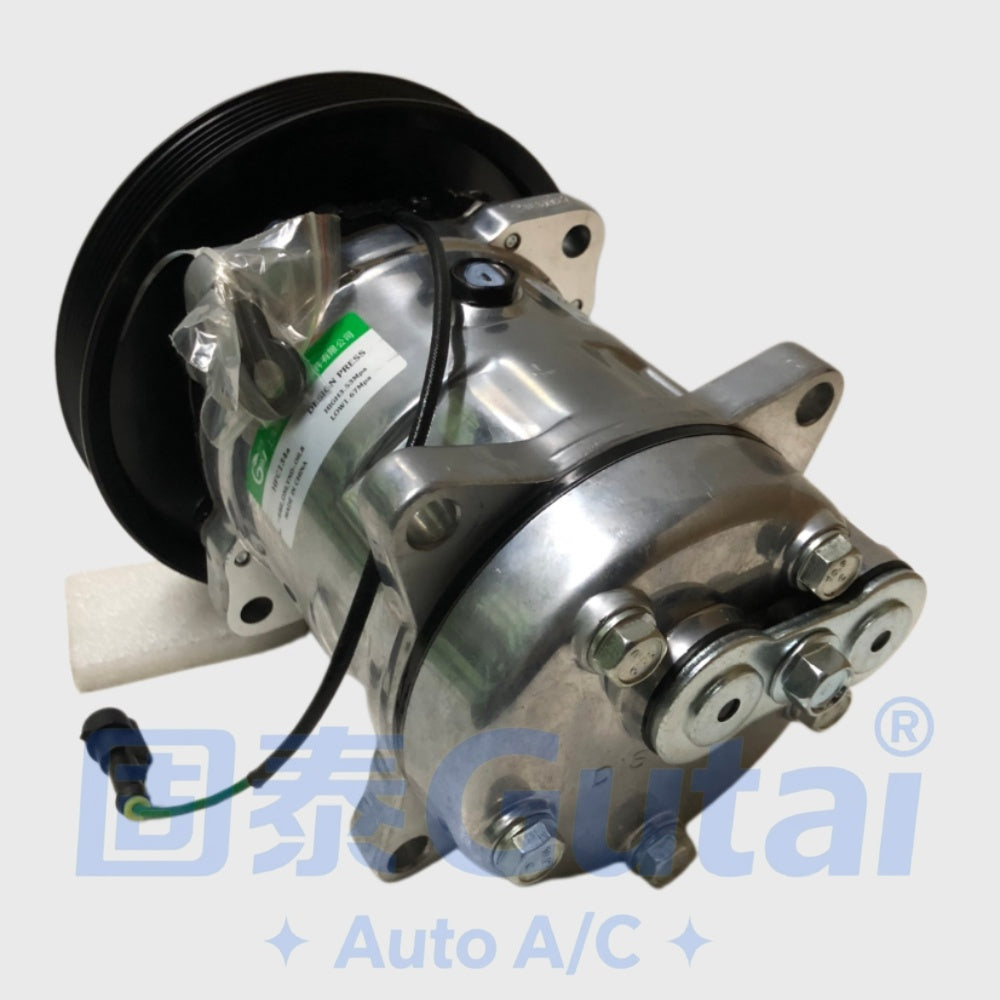 Brand-New Gutai A/C Compressor for Chenglong M5 / Balong H7, Rear Outlet Bracket-Mount Type
