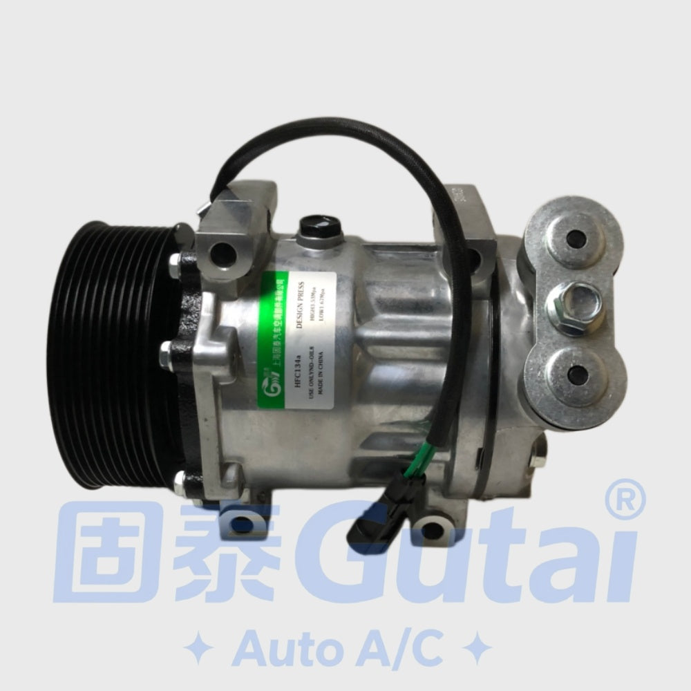Brand-New Gutai A/C Compressor for FAW Jiefang JH6, Angled Outlet Type
