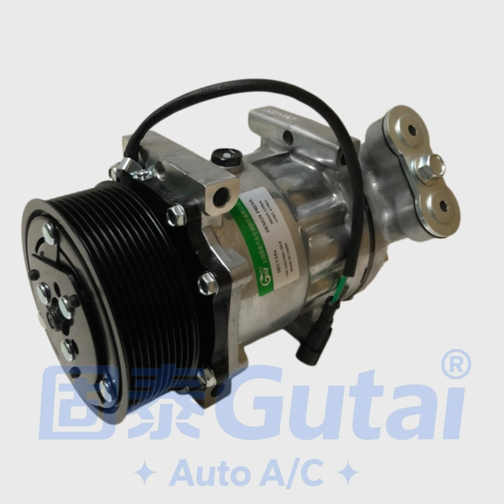 Brand-New Gutai A/C Compressor for FAW Jiefang JH6, Angled Outlet Type