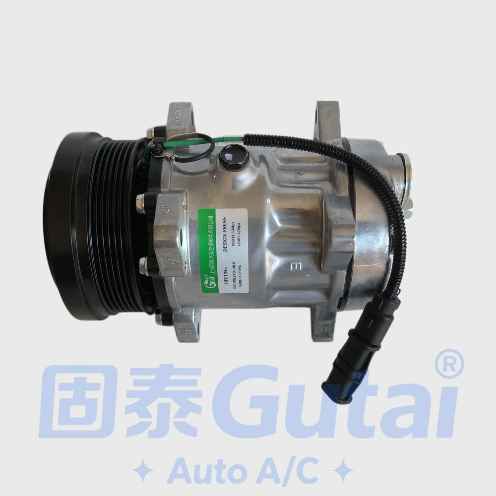 Brand-New Gutai A/C Compressor for Sinotruk HOWO T5G, Rear Outlet Type