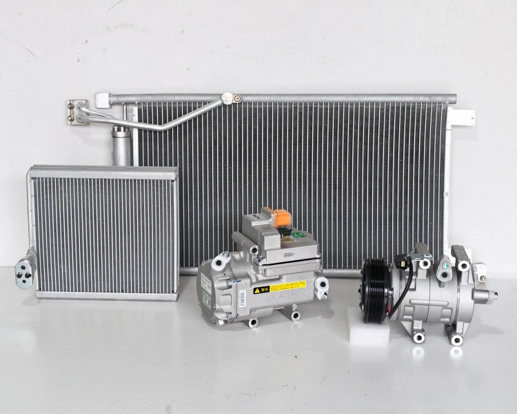 Automotive air conditioning parts including compressors condensers and evaporators
